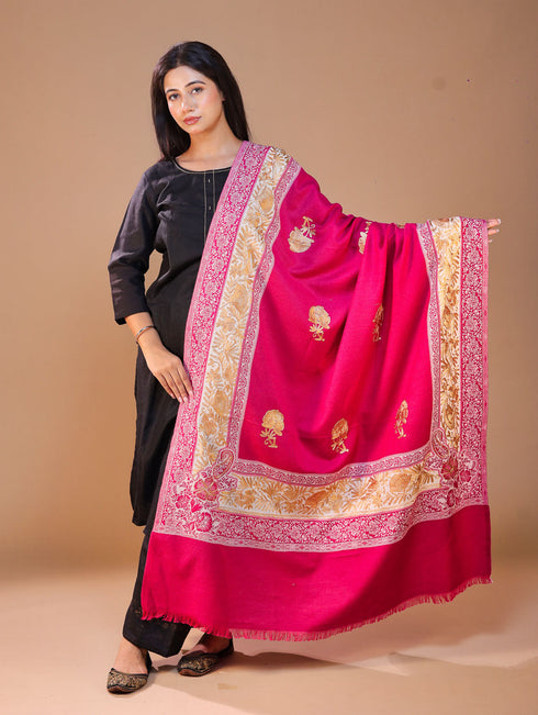 Women's Jamawar Aari Embroidery Wool Shawl